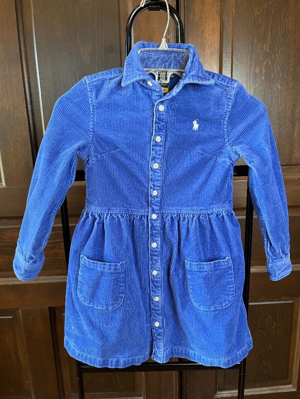 Polo Ralph Lauren Girl's Size 7 Wide Wale Corduroy Dress Periwinkle Blue